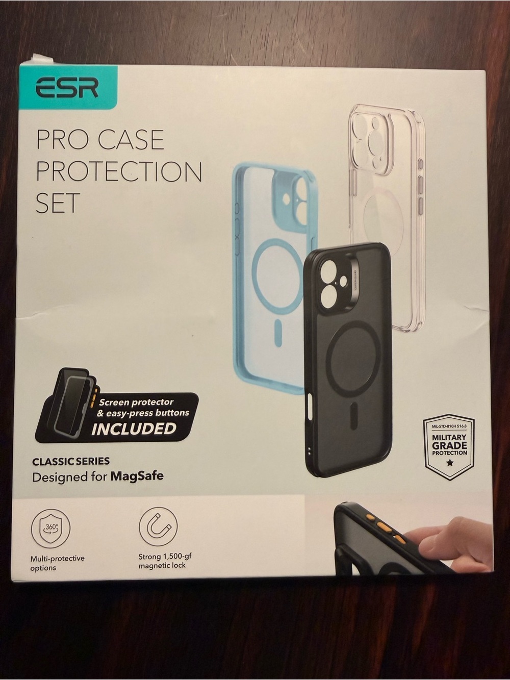 New Open Box ESR Pro Case Protection Set For Iphone 16 Pro Max Black Magnetic